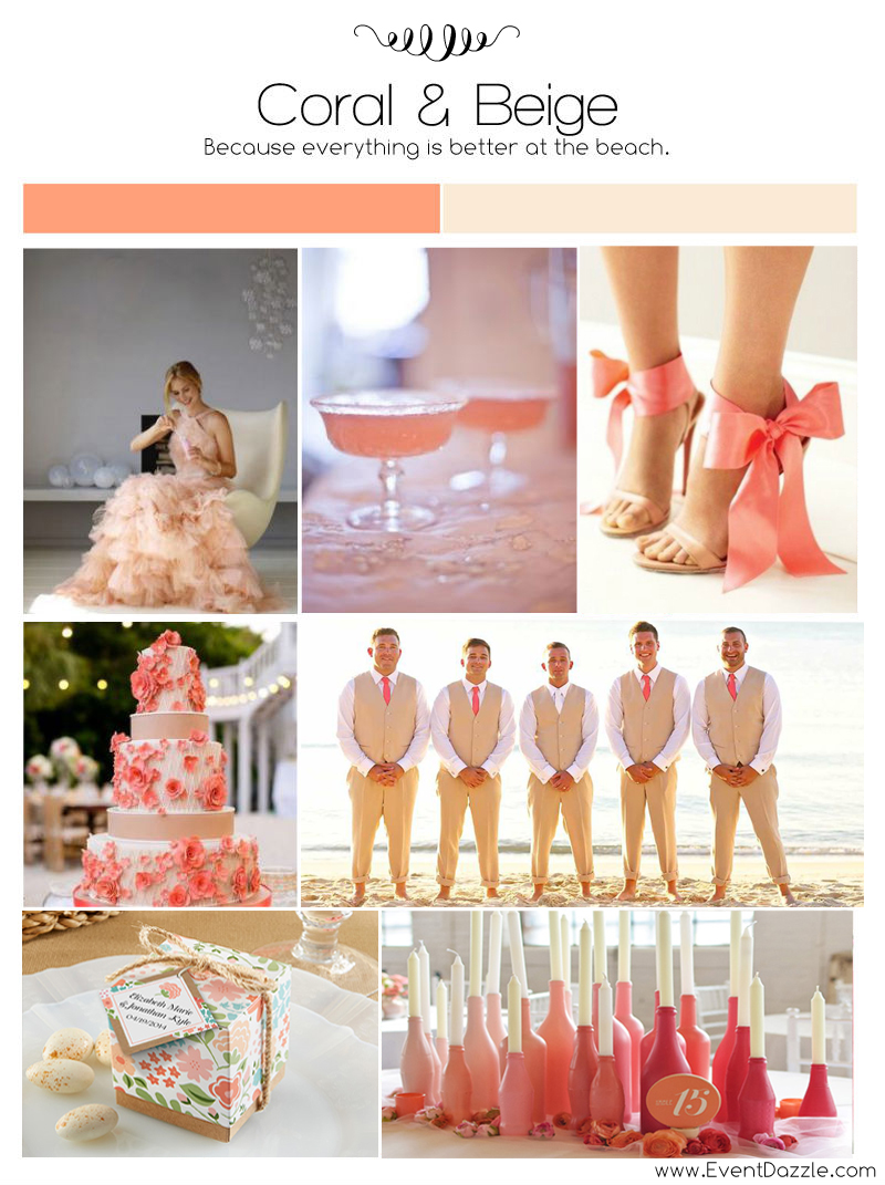 Coral and Champagne Wedding Inspiration | Personalized Wedding Favors & Decorations at EventDazzle